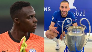 Photo of صورة.. حكيم زياش يهنئ زميله في تشيلسي السنيغالي ادوارد ميندي بعد التتويج الإفريقي